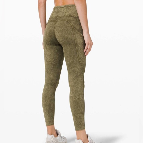 lululemon athletica Pants - Lululemon Fast and Free High Rise Leggings 25” Nulux Ice Dye Moss Green 4